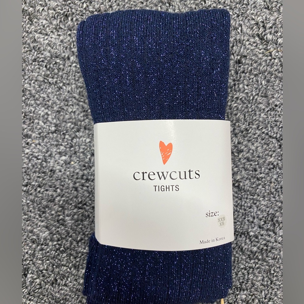 NWT Crewcuts toddler girl XXS tights. Navy shimmer